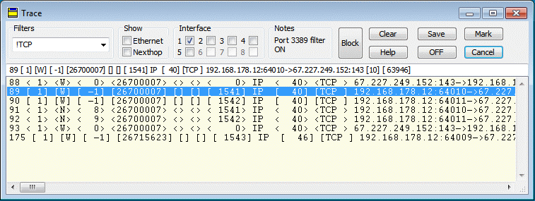 Trace window sample